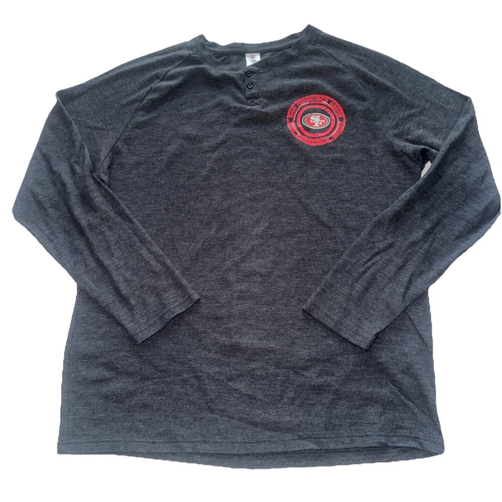 San Francisco 49ers NFL Team Apparel Waffle Print Long Sleeve With Logo Large